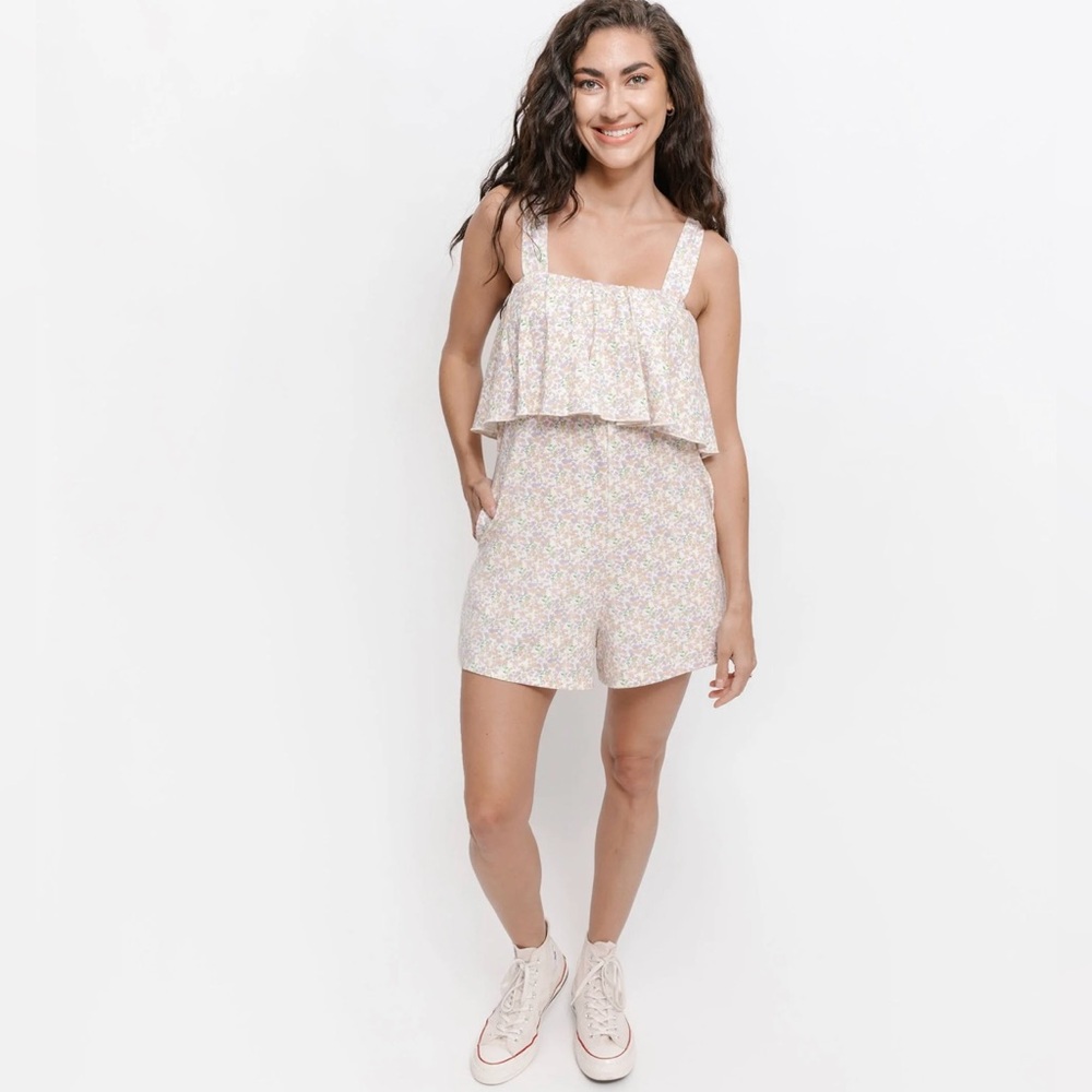 Smash & Tess floral ruffle detail romper